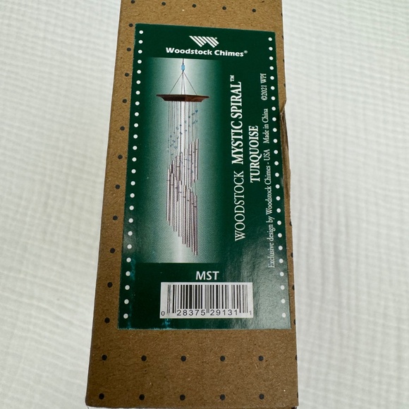 WOODSTOCK MYSTIC SPIRAL TURQUOISE Stone WIND CHIMES Wood Metal Feng Shui NIB NEW - Picture 10 of 17